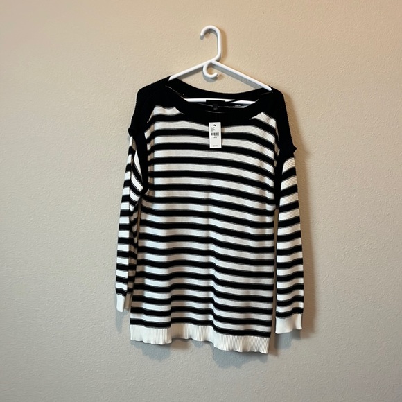 Lane Bryant-Black/White Striped Sweater - Picture 2 of 15